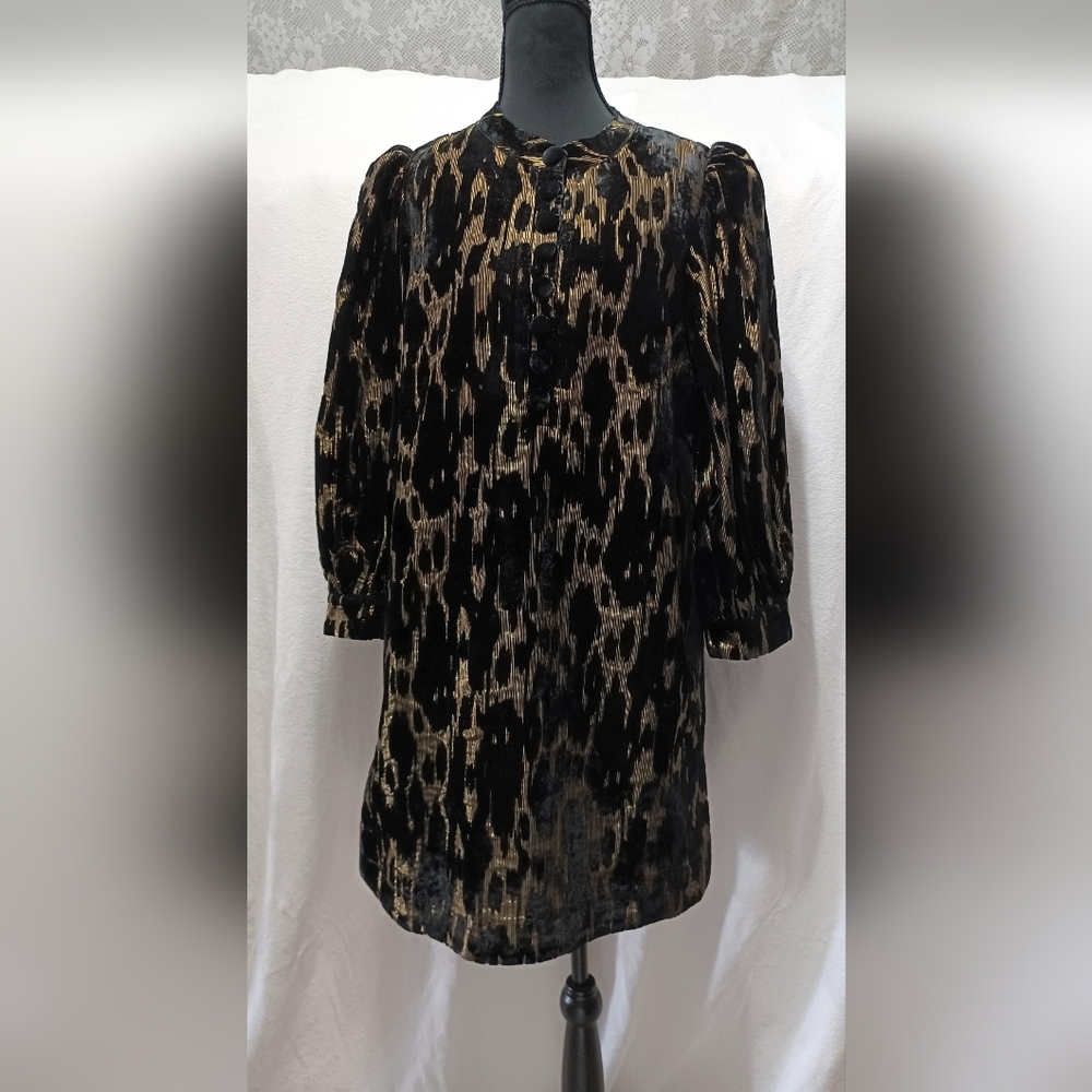 NWT Pomander Place Metallic Velvet Burnout Samantha Party Mini Dress Size Medium - Picture 2 of 10